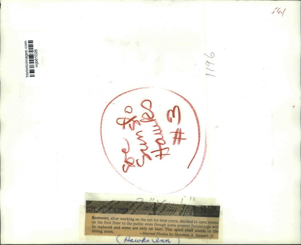 1969 Press Photo Restored Dining Room at Hawks Inn, Milwaukee - mjb61026