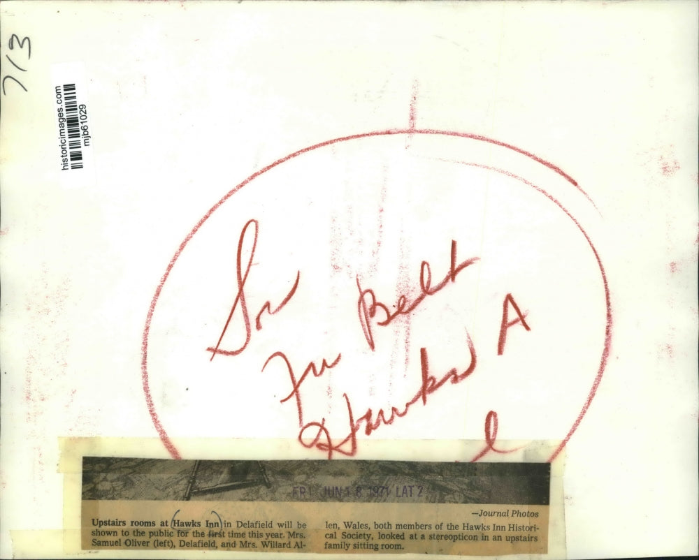 1971 Press Photo Mrs. Samuel Oliver & Mrs. Willard Allen at Hawks Inn, Delafield