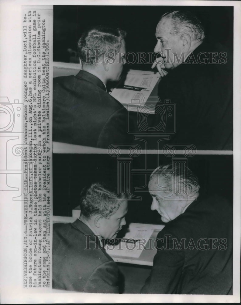 1966 Press Photo President John and Patrick Nugent pre-wedding talk, Washington