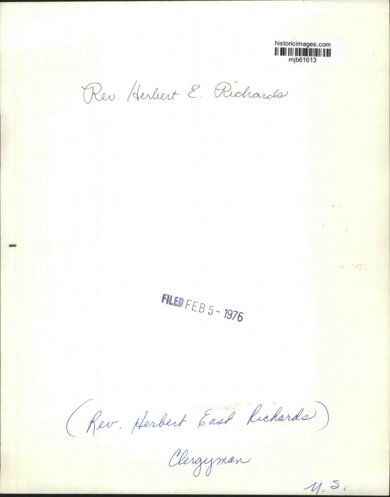 1976 Press Photo Reverend Herbert East Richards - mjb61613