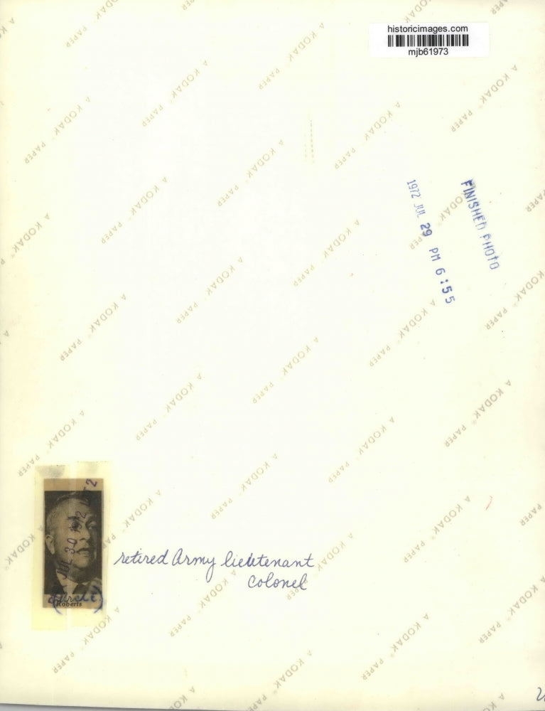 1972 Press Photo Portrait of Retired Army Lieutenant Colonel Roberts - mjb61973