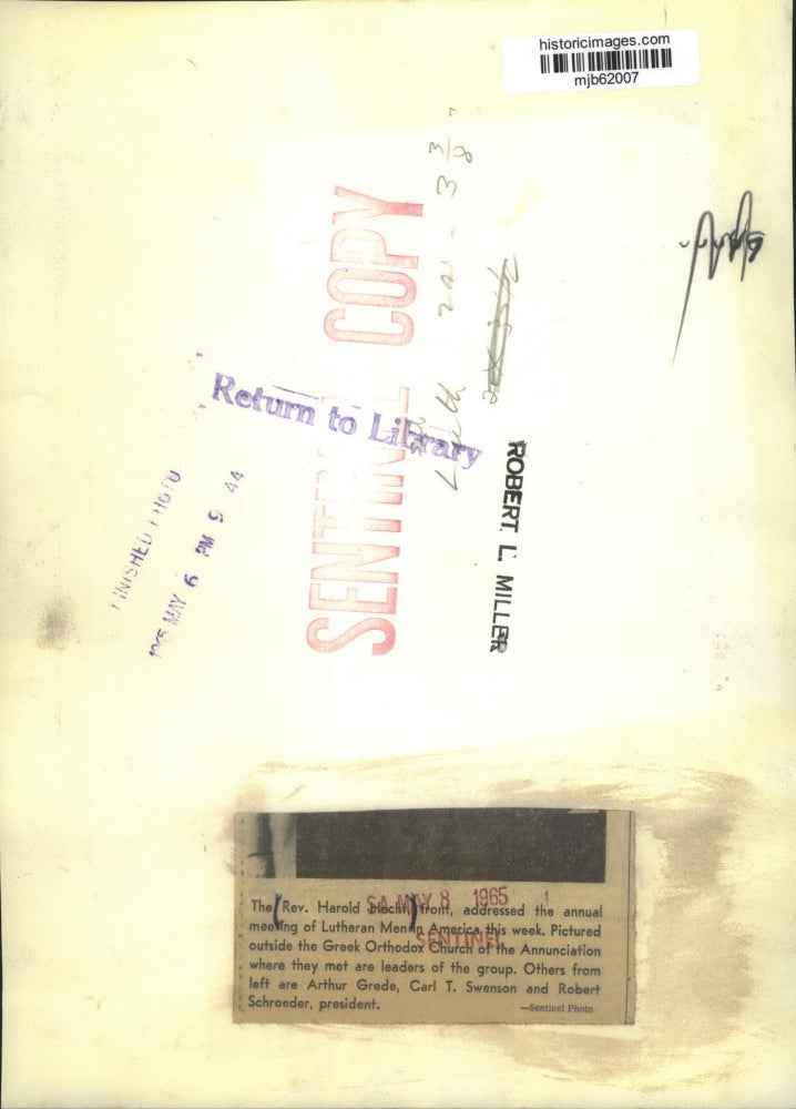1965 Press Photo Reverend Harold Hacht & Lutheran Men of America Officials