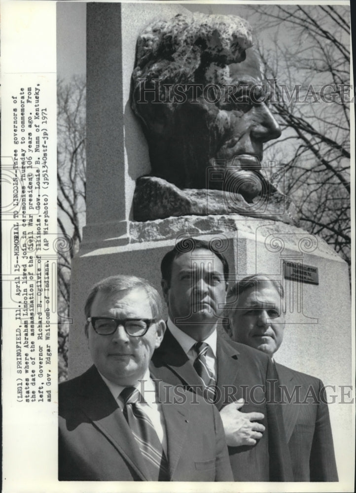 1971 Press Photo Governors of Three States Honor Lincoln, Springfield, Illinois- Historic Images