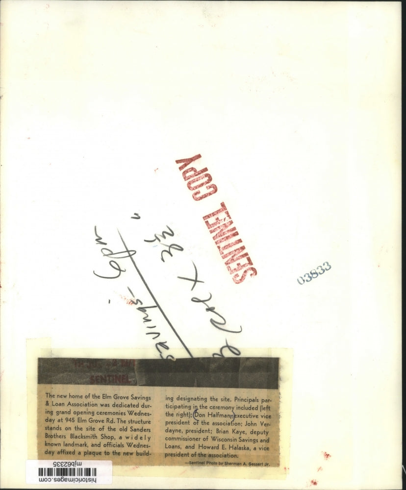 1941 Press Photo New home of Elm Grove Savings & Loan Association - mjb62335