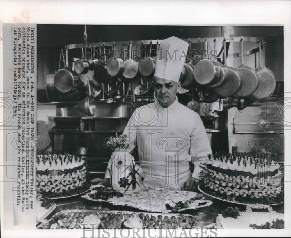 1966 Press Photo New White House chef Henry Haller in Executive Mansion Kitchen- Historic Images