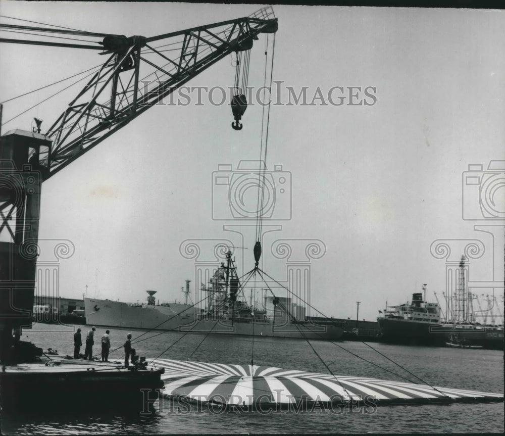 1969 Press Photo Experimental tent city being built in Port Hueneme California- Historic Images