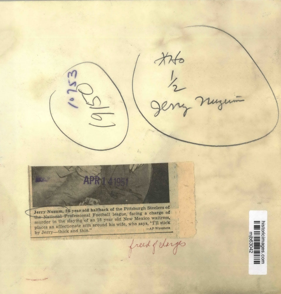 1951 Press Photo Jerry Nuzum Of The Pittsburgh Steelers Faces Murder Charges