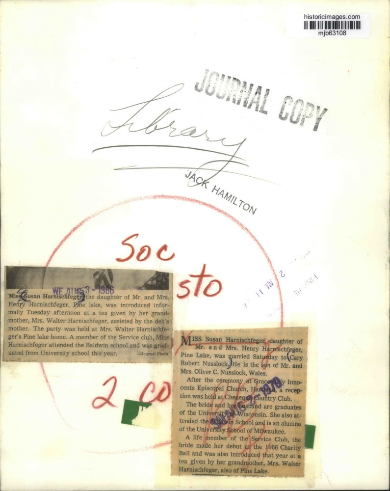 1970 Press Photo Miss Susan Harnischfeger was introduced informally Pine Lake