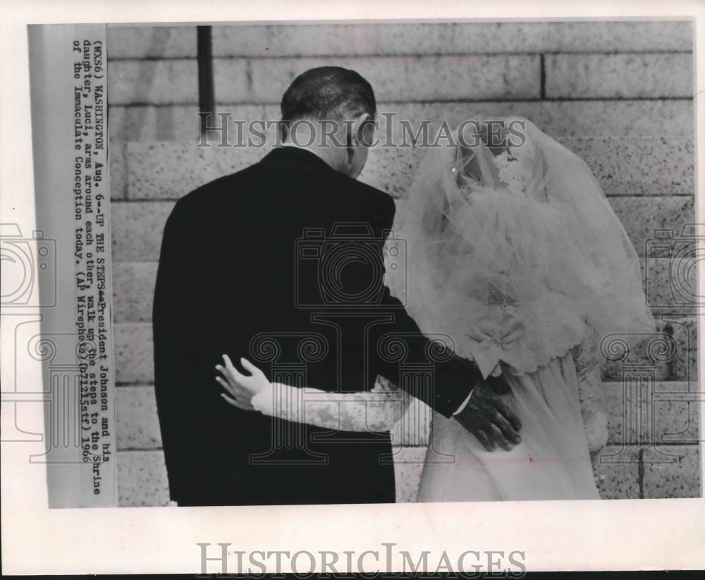 1966 Press Photo President Johnson, Luci Johnson's wedding day, Washington