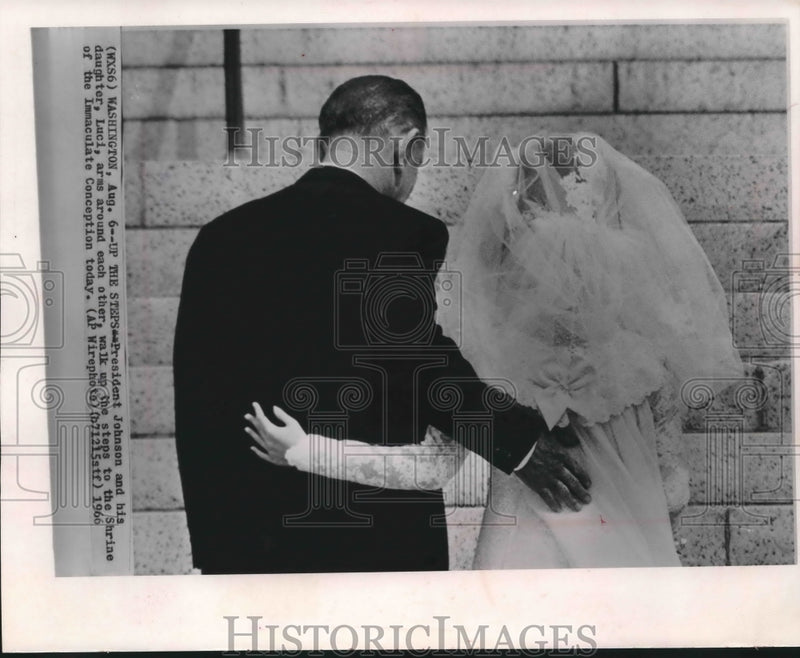Load image into Gallery viewer, 1966 Press Photo President Johnson, Luci Johnson's wedding day, Washington
