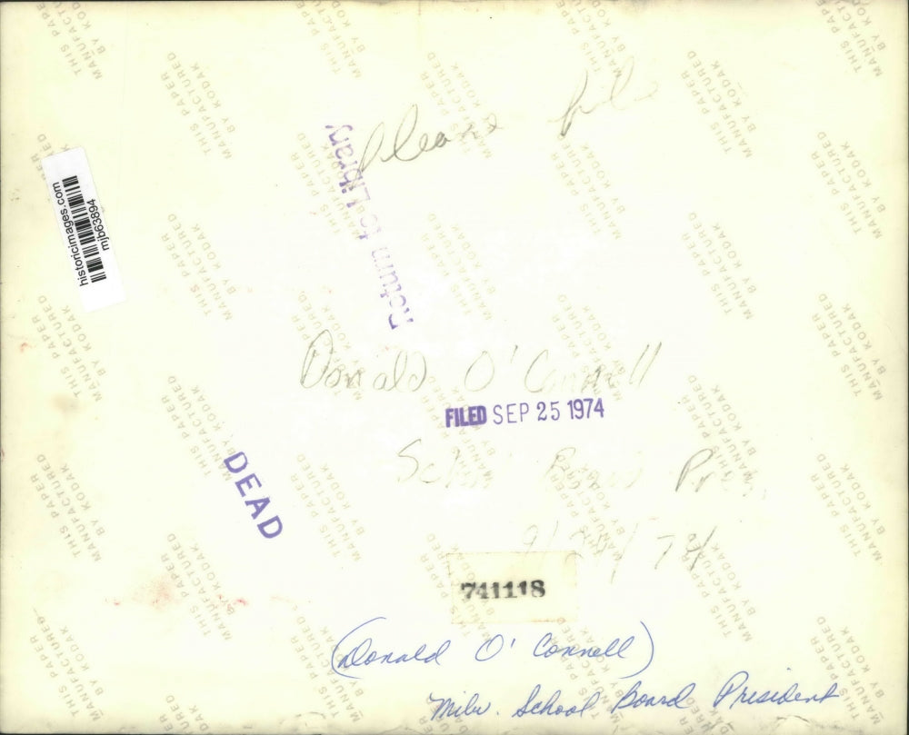 1974 Press Photo Donald O'Connell Milwaukee School Board President - mjb63894