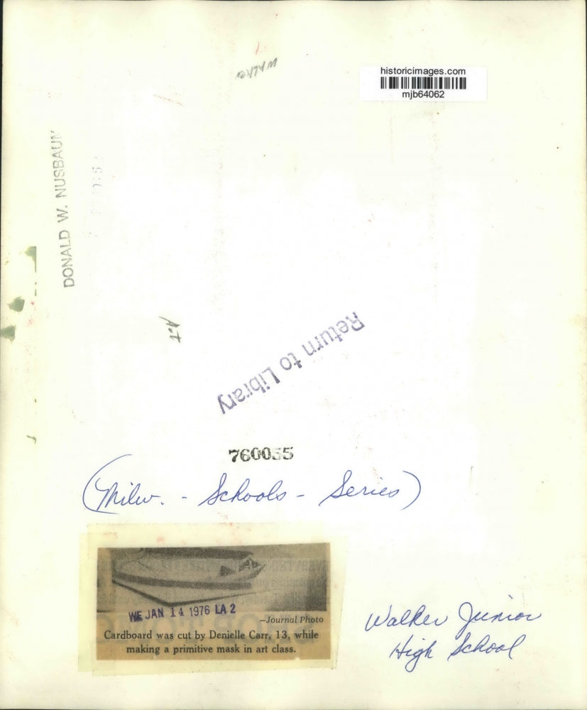 1976 Press Photo Art Class at Walker Junior High School in Milwaukee, Wisconsin