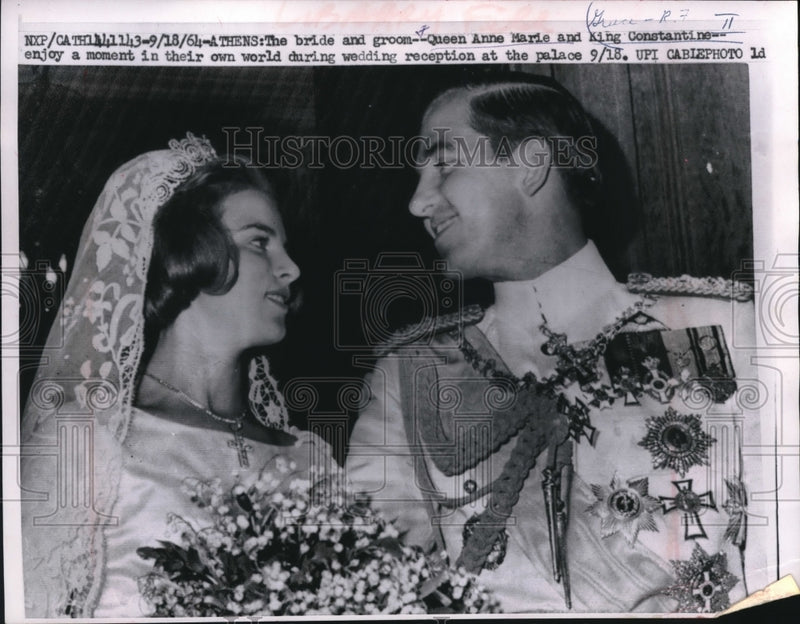 Load image into Gallery viewer, 1964 Press Photo Royal Wedding Greece's King Constantine &amp; Queen Anne-Marie

