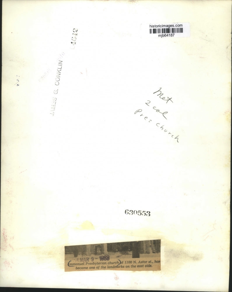 1989 Press Photo Immanuel Presbyterian church, Milwaukee, WI - mjb64187