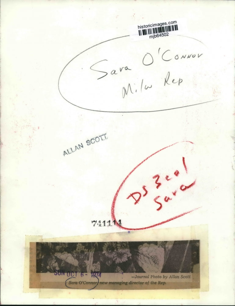 1974 Press Photo Sara O'Connor- Managing Director Of Milwaukee Repertory Theater