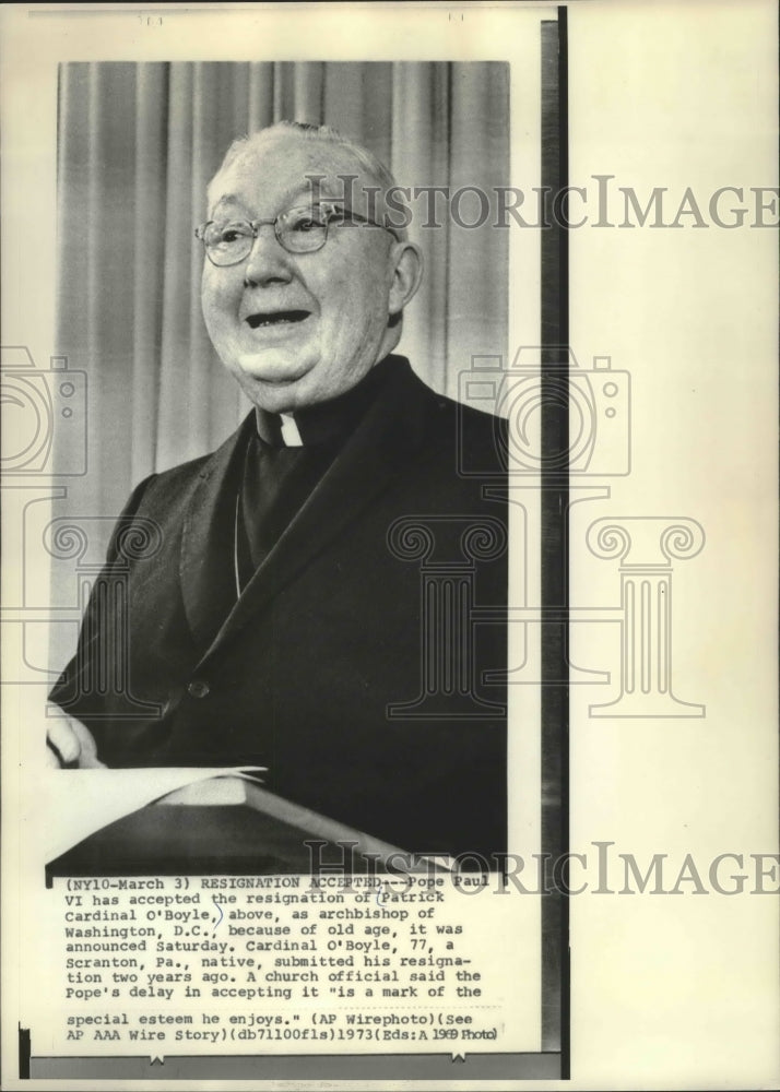 1969 Press Photo Cardinal O'Boyle Announces His Resignation In Washington D.C.