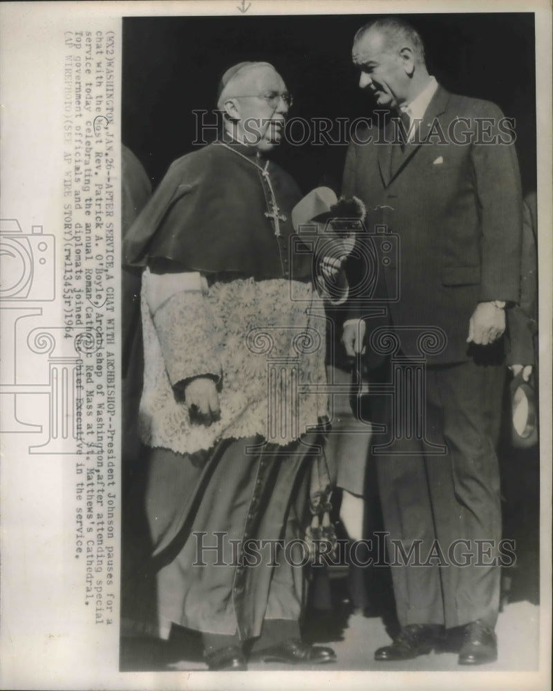 1964 Press Photo President Johnson And Archbishop Patrick O&#39;Boyle In Washington- Historic Images