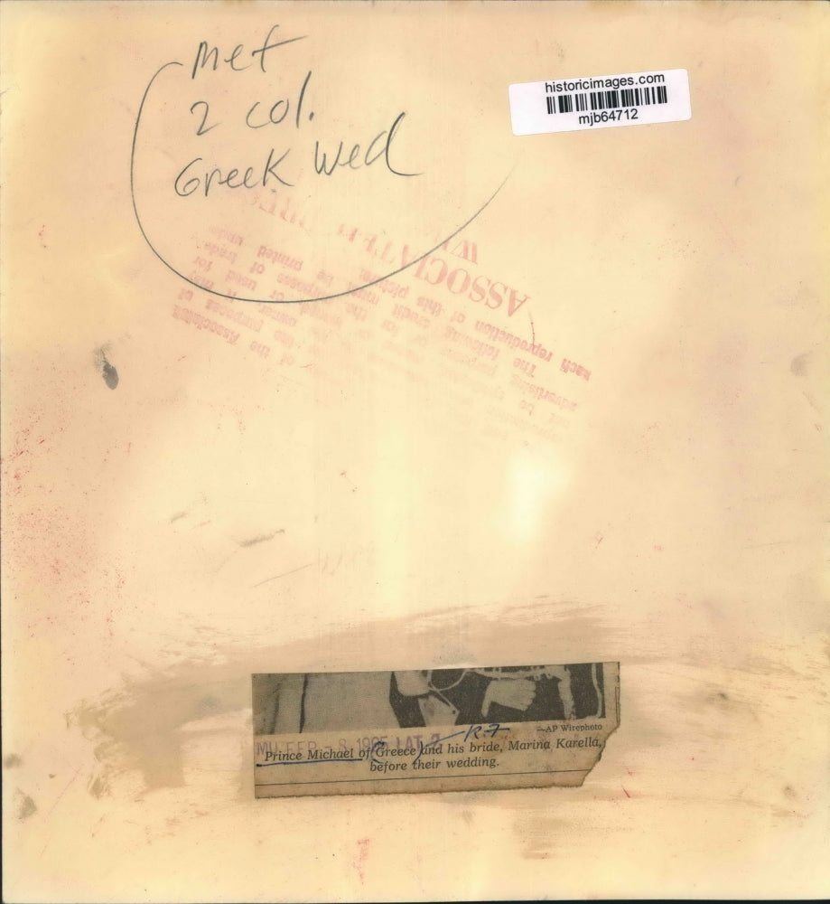 1965 Press Photo Prince Michael of Greece and his bride, Marina Karella