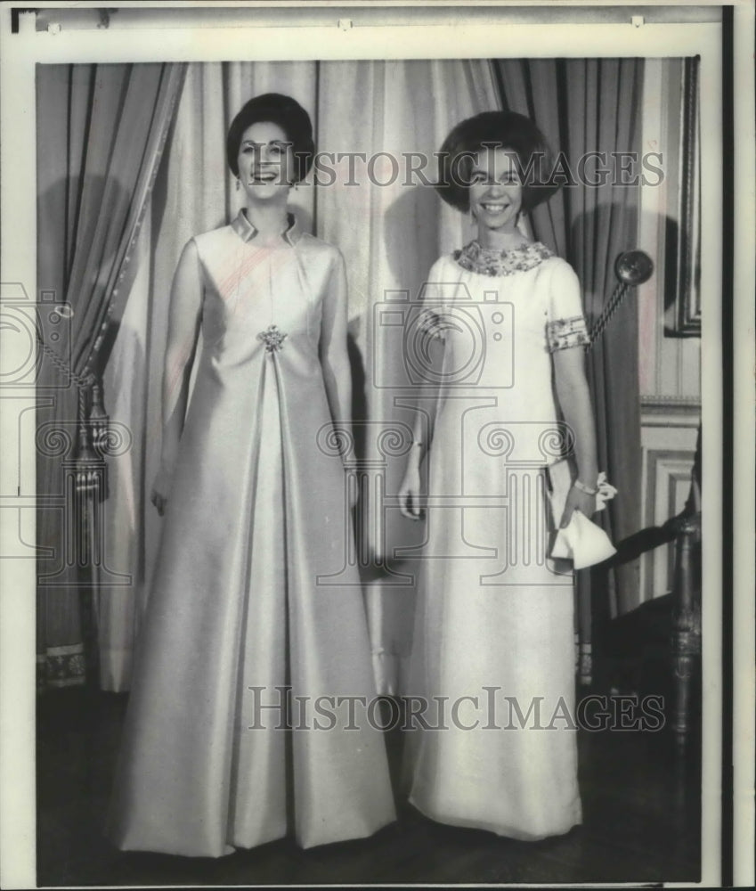 1967 Press Photo Princess Irene of Greece (right) with Lynda Johnson,White House- Historic Images