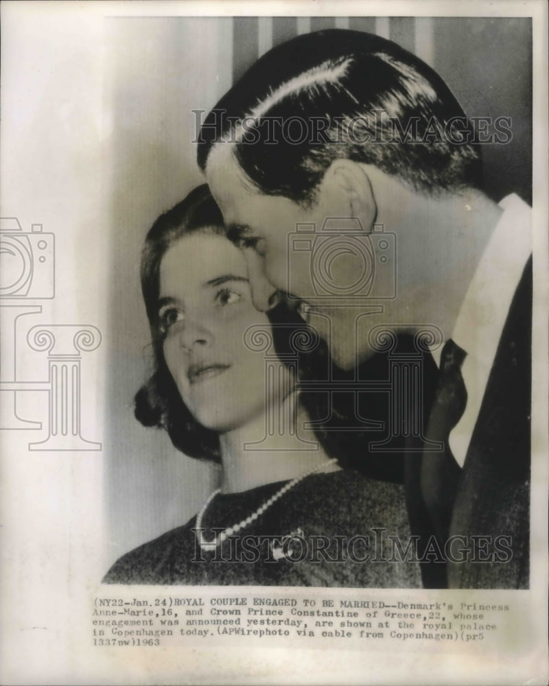 1963 Press Photo Princess Anne-Marie, Prince Constantine, engagement announced