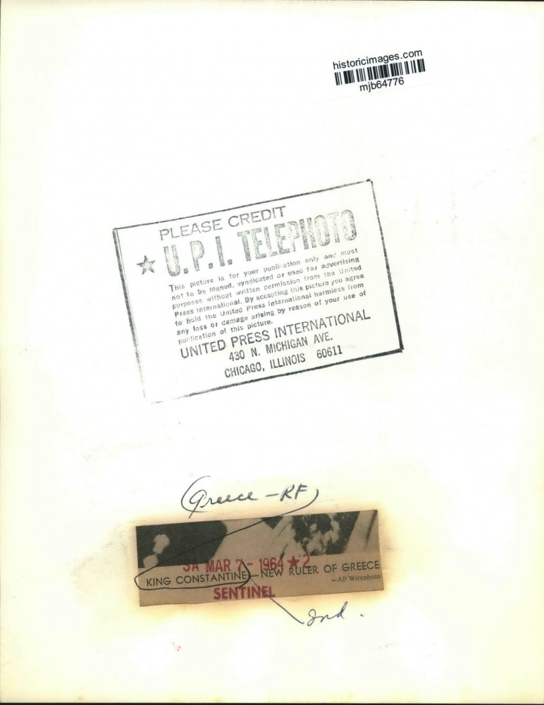 1964 Press Photo King Constanine - New Ruler of Greece salutes - mjb64776