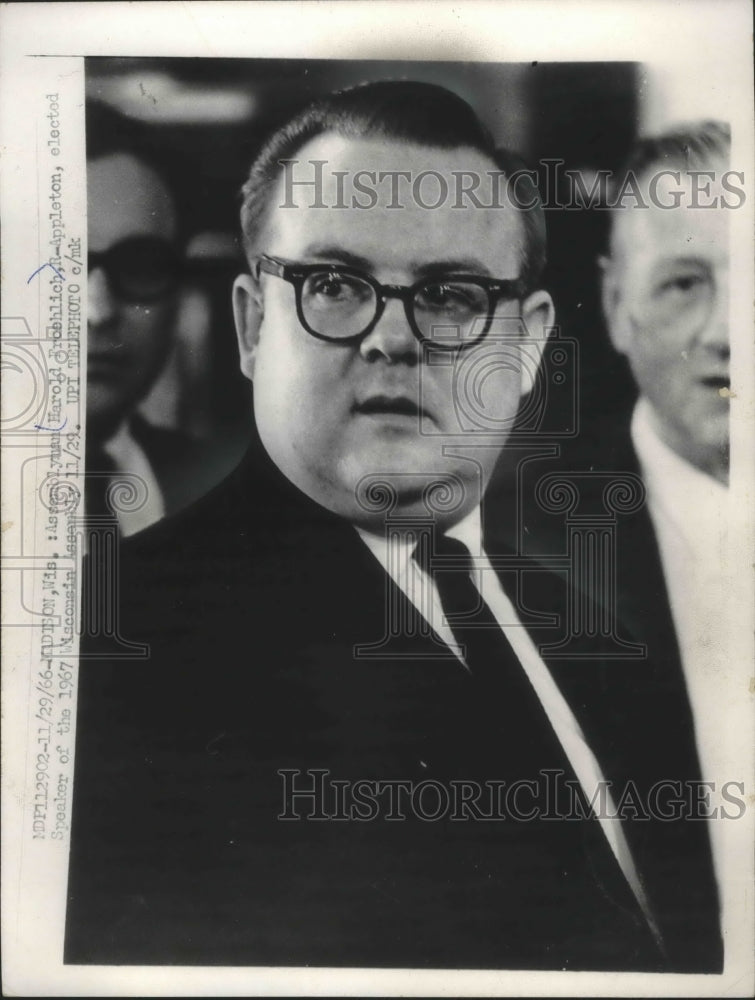 1966 Press Photo Speaker Harold Froehlich, Wisconsin Assembly - mjb64819