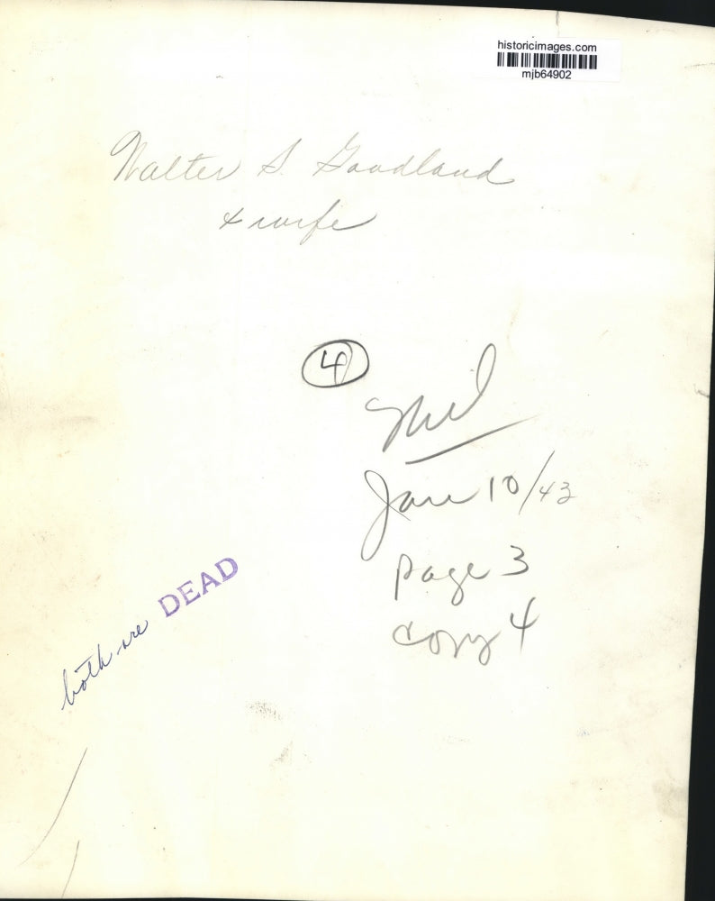 1943 Press Photo Walter S. Goodland and wife, Milwaukee - mjb64902