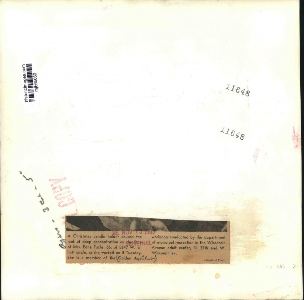 1963 Press Photo Mrs. Edna Fuchs, member of Golden Age Club - mjb65060