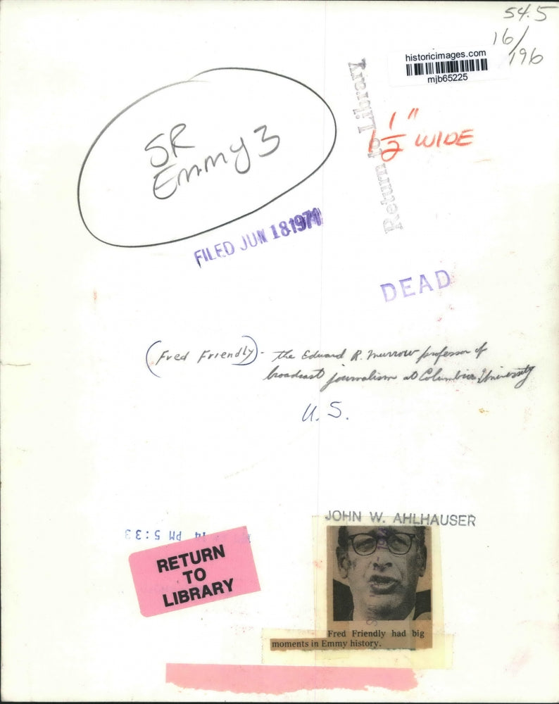 1971 Press Photo Fred Friendly at Columbia University - mjb65225