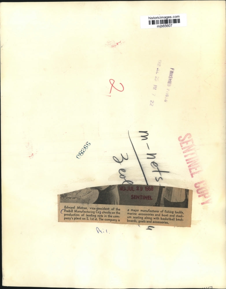 1968 Press Photo Edward Matras, Frabill Manufacturing Company, Milwaukee