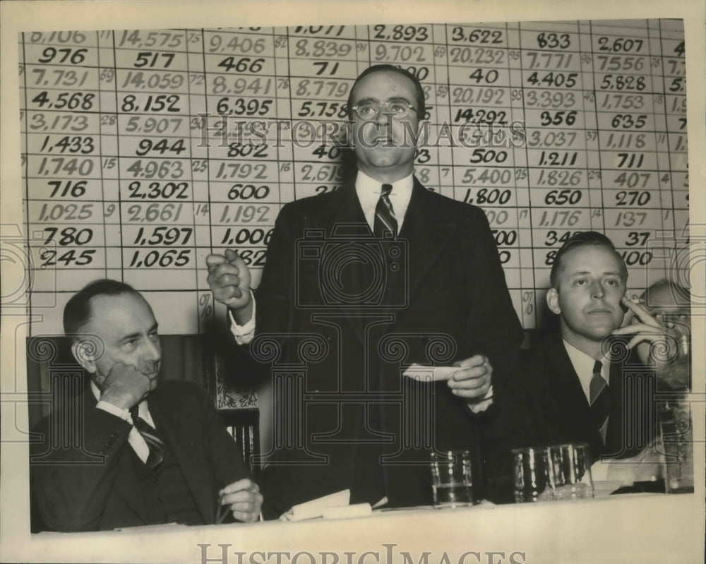 1936 Press Photo Rudy D. Matthews says the Community Fund donations, Milwaukee- Historic Images