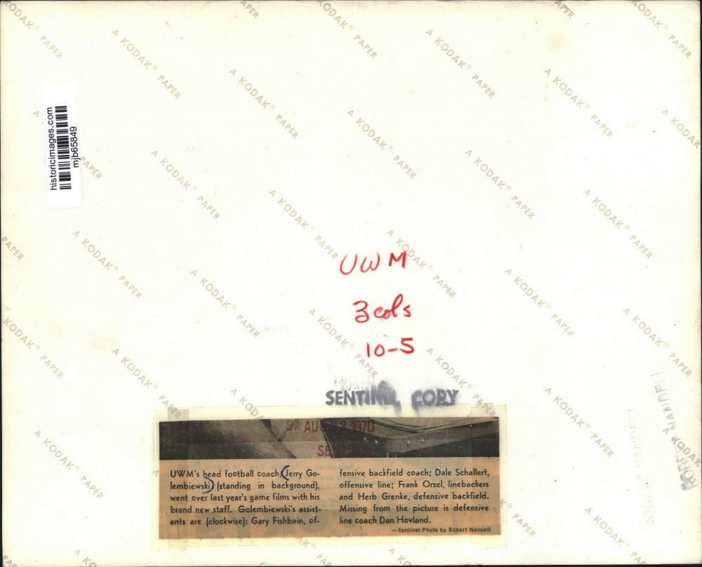 1970 Press Photo UWM head football coach Jerry Golembiewski - mjb65849