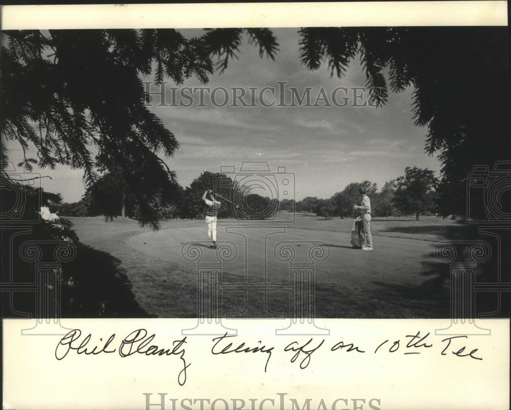 1985 Press Photo Phil Plautz, Milwaukee, tees of at State Open at Byrnwood- Historic Images