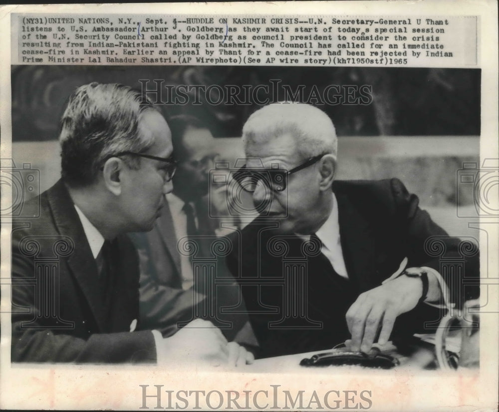 1965 Press Photo U.N. Secretary-General U Thant and U.S. Ambassador Golderg- Historic Images