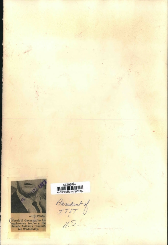 1972 Press Photo Harold Geneen, president of IT&T, at Senate Judiciary Committee