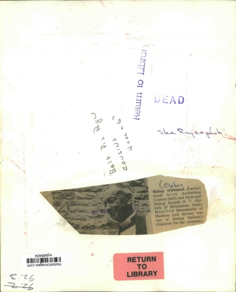 1967 Press Photo Archbishop Cousins, Bishop Cletus O'Donnell, and Bishop Hallock