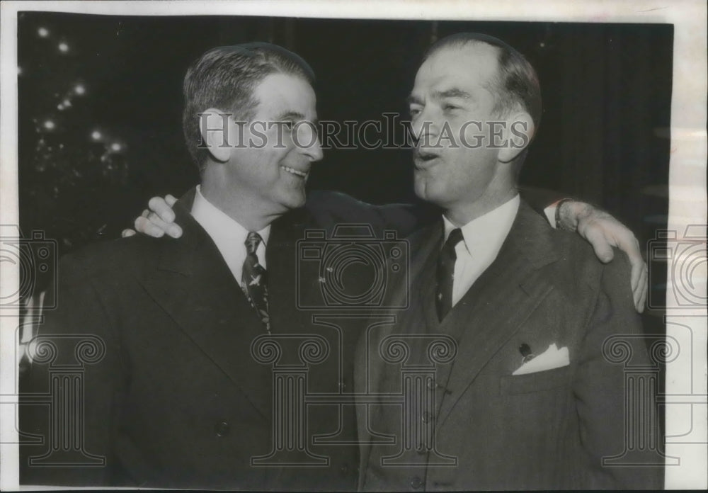 1956 Press Photo Harris and Fulbright congratulate a passed natural gas bill.
