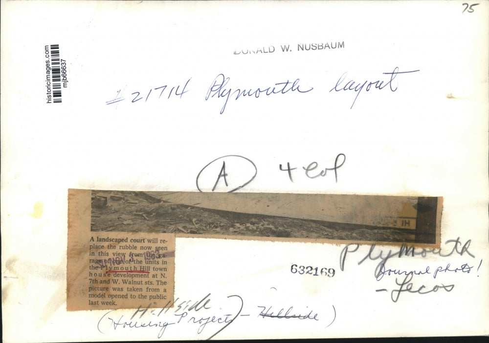 1963 Press Photo Landscaped courtyard, Plymouth Hill, Milwaukee - mjb66637