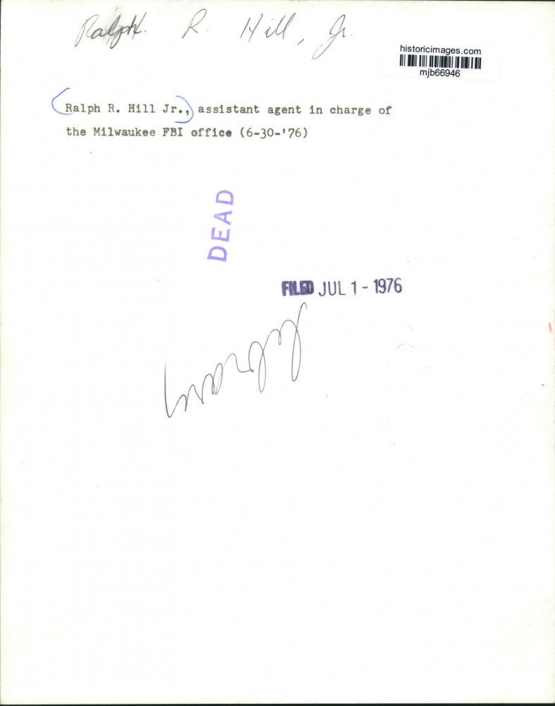 1976 Press Photo Ralph R. Hill, junior assistant at Milwaukee FBI office