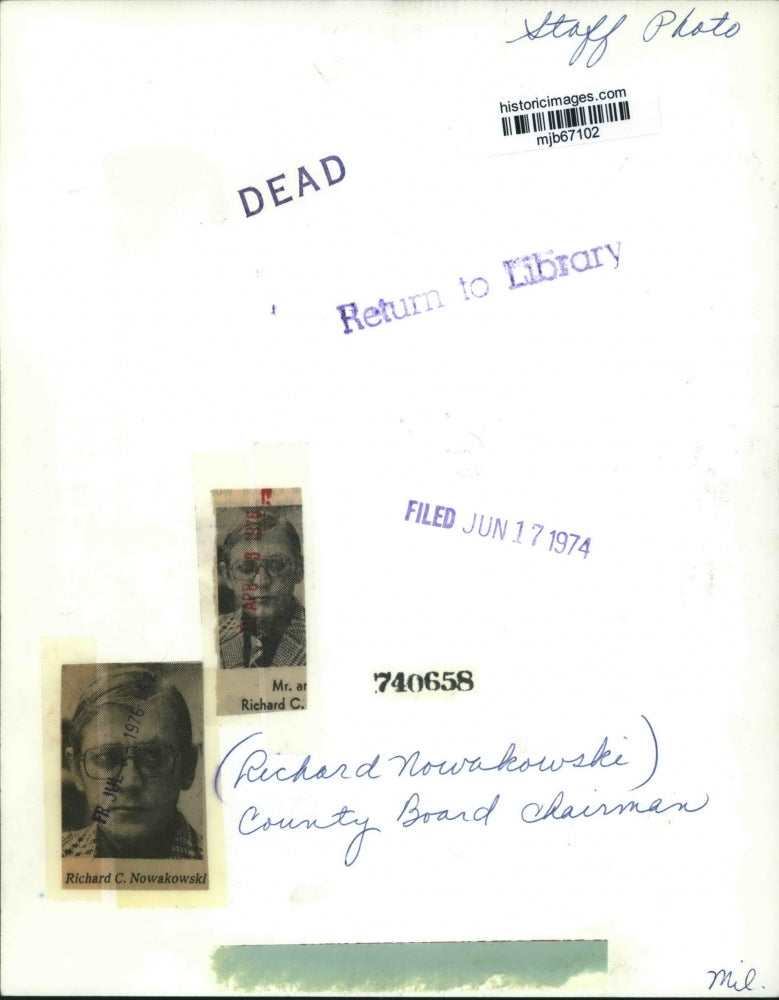 1974 Press Photo Richard Nowakowski- County Board Chairman In Milwaukee