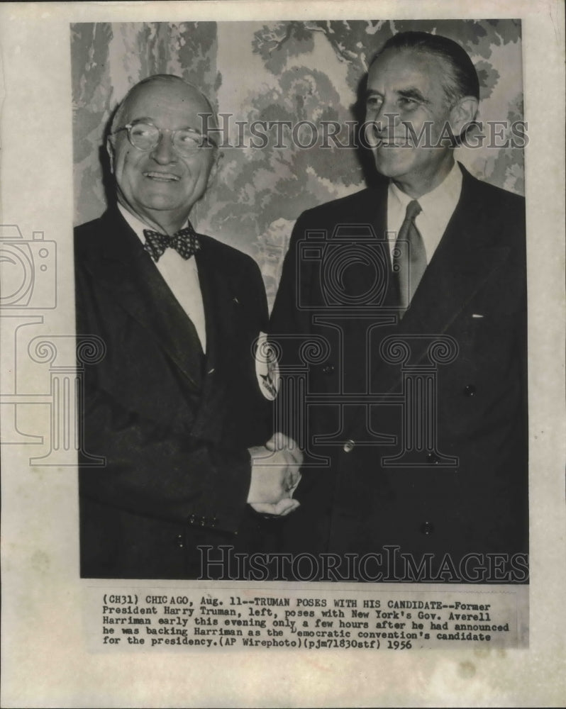 1956 Press Photo Former President Truman and Governor Averell Harriman- Historic Images