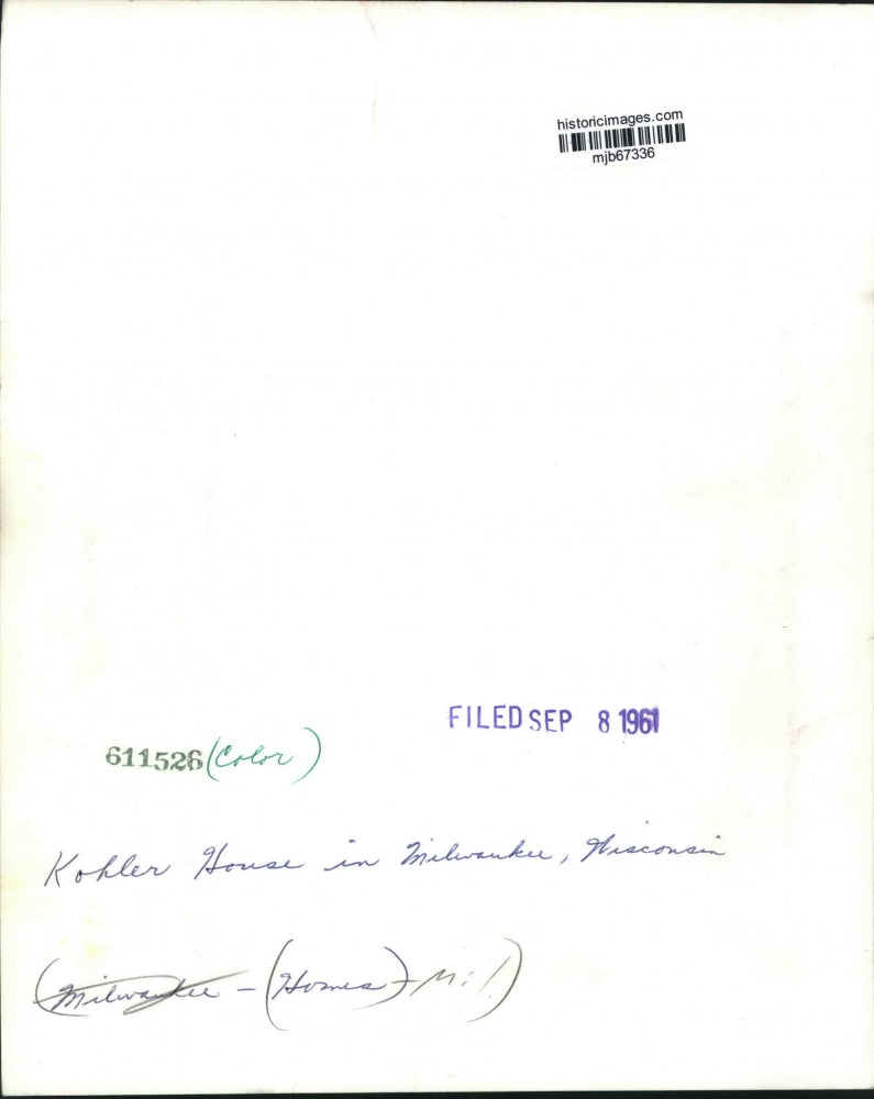 1961 Press Photo Kohler House in Milwaukee, Wisconsin - mjb67336