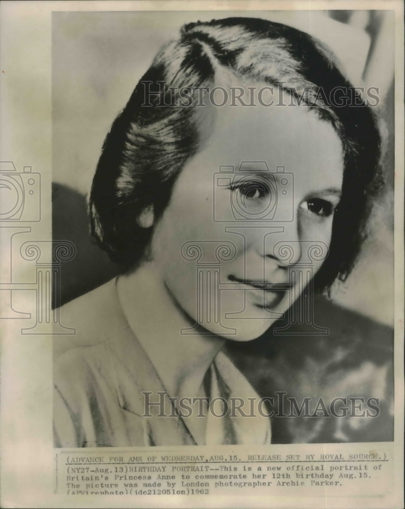 1962 Press Photo Britain's Princess Anne on her 12th birthday in London