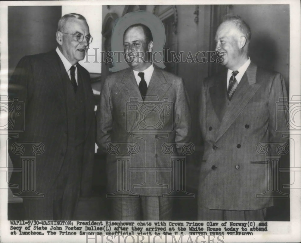 1953 Press Photo President Eisenhower with Prince Olav and John Foster Dulles- Historic Images