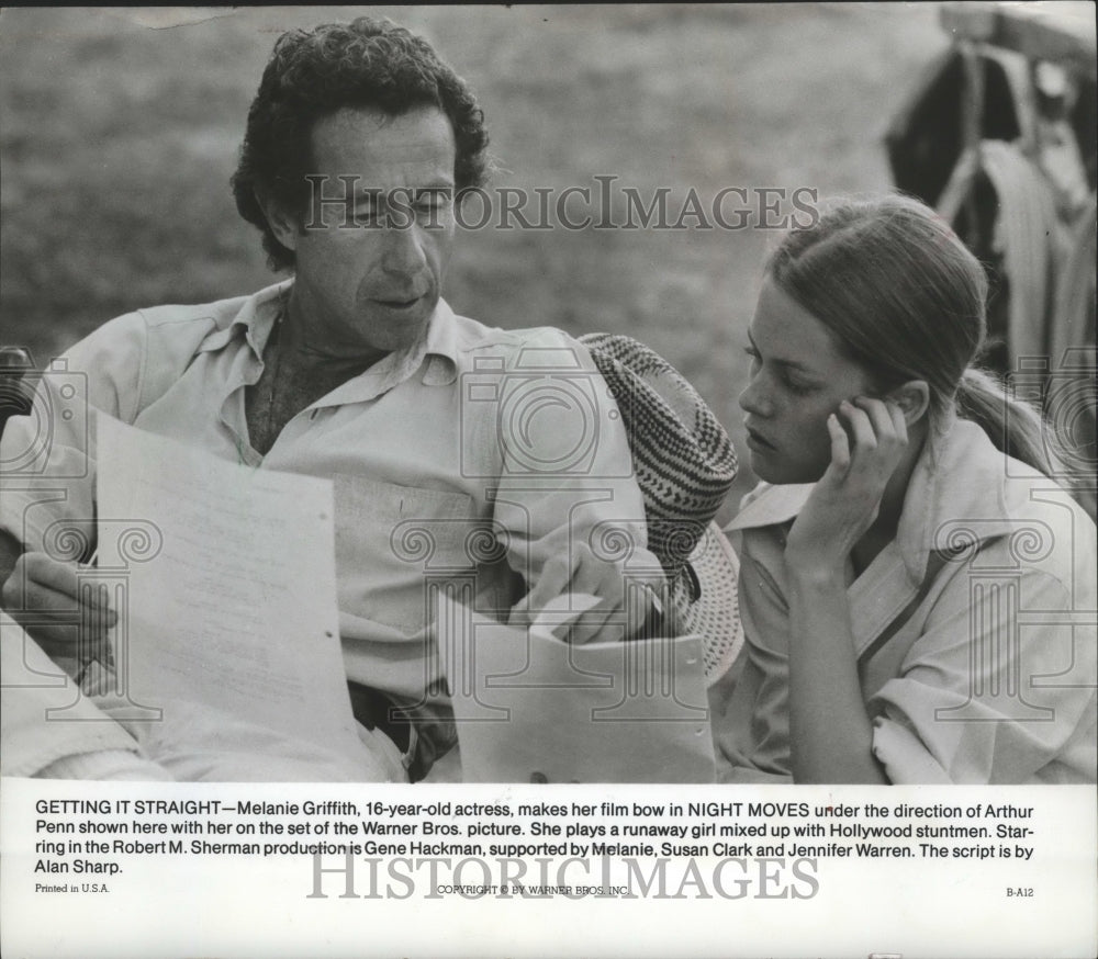 1975 Press Photo Actress Melanie Griffith with director Arthur Penn - mjb68187