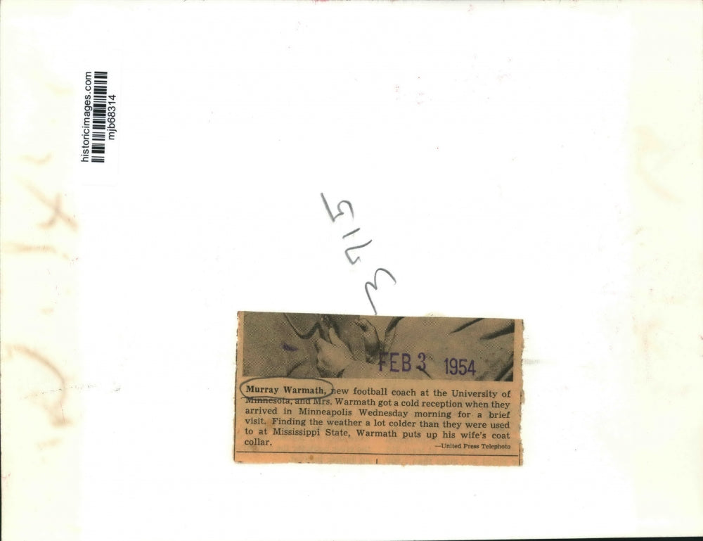 1954 Press Photo Minnesota's football coach, Murray Warmath, and his wife