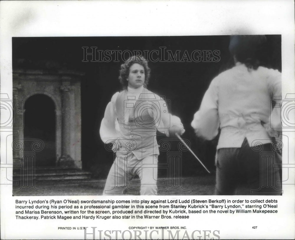 1976 Press Photo Ryan O&#39;Neal and Steven Berkoff in &quot;Barry Lyndon&quot; - mjb68319