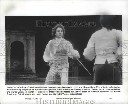 1976 Press Photo Ryan O'Neal and Steven Berkoff in "Barry Lyndon" - mjb68319