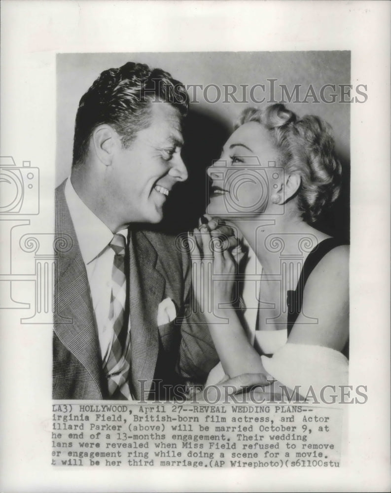 1951 Press Photo Virginia Field reveal wedding plans to actor Willard Parker- Historic Images