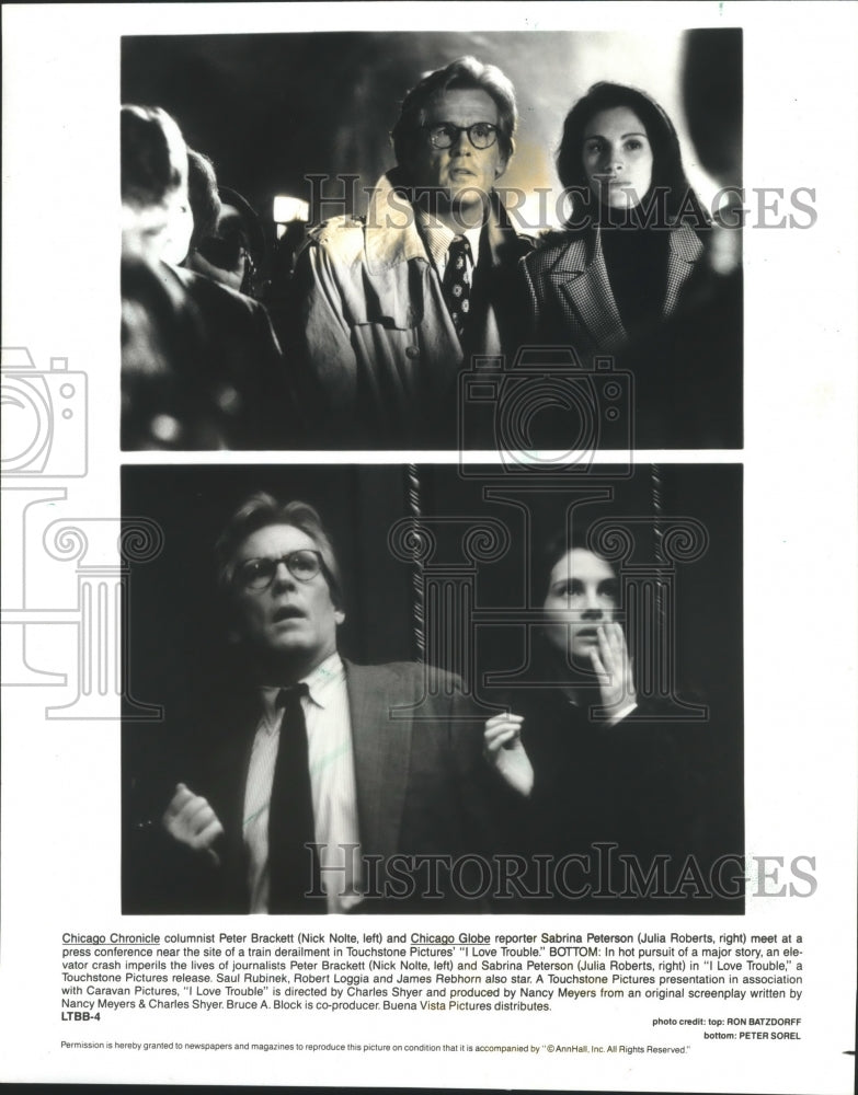 1994 Press Photo Nick Nolte and Julie Roberts in &quot;I Love Trouble&quot;- Historic Images